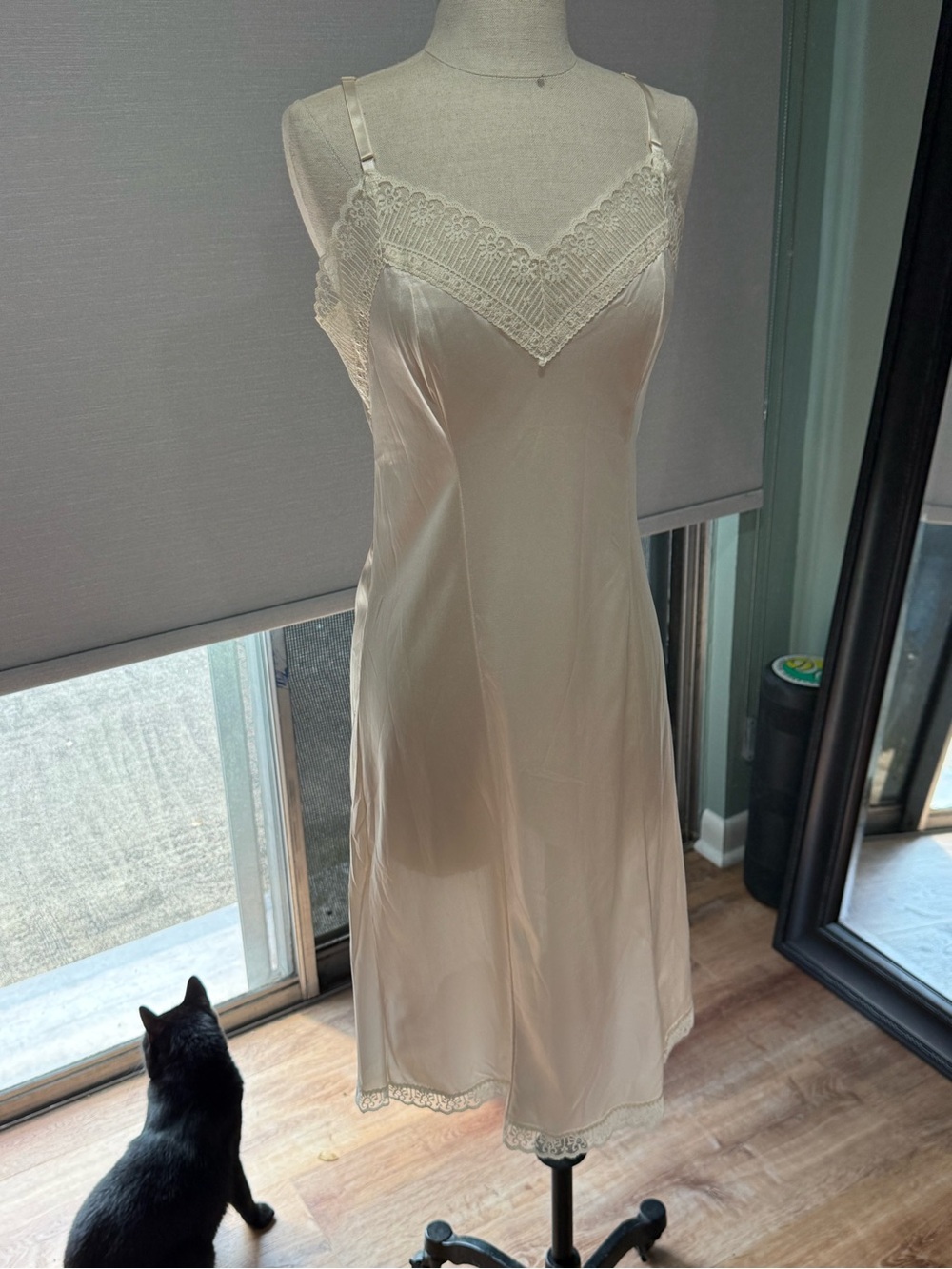Vintage Sears Cream Lace-Trimmed Satin lingerie